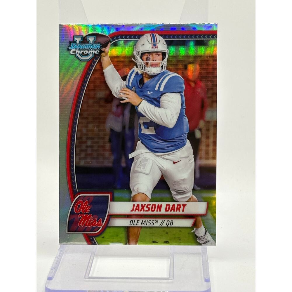 2024 Bowman University Jaxson Dart Silver Refractor Ole Miss New York Giants